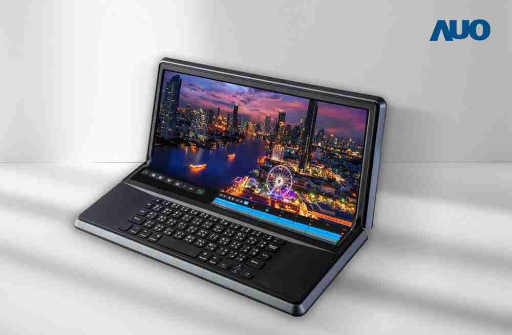 尊龙集团14.6吋Micro LED折迭显示屏幕，，，搭配半径4mm的弯折绞炼，，，以及高画素、、、高亮度、、高对比度的显示技术特点，，即便在大视角下仍保有绝佳色相与亮度